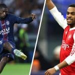 Dembele links en Timber rechts, PSG versus Arsenal